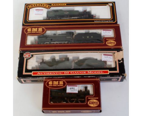 A Dapol GWR green Dean Goods engine and tender (G-BP), Mainline BR green large prairie tank engine (G-BG), GMR (Airfix), GWR 