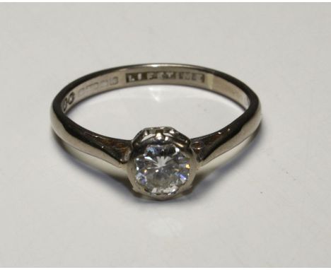 An 18ct white gold (hallmarked) diamond solitaire ring, 0.40ct diamond estimated weight, gross weight approx. 2.248g, size M