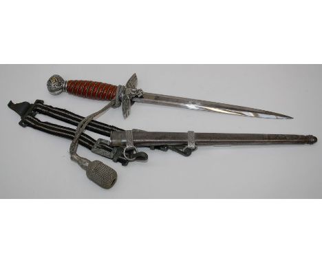 Stöcker&nbsp;&amp;&nbsp;Co, Solingen, a 2nd pattern Nazi Luftwaffe Officers dress dagger and scabbard, with straps, clasp and