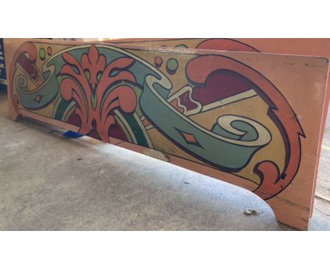 Fairground Interest: A vintage fairground hand painted artwork side panels, approximately 280 x 84 cm.&nbsp;