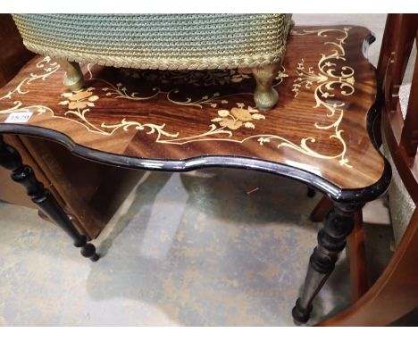 An Italian inlaid Sorrento style lamp table, H: 70 x 50 x 57 cm. Not available for in-house P&amp;P, contact Paul O'Hea at Ma