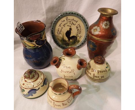 Six pieces of ceramic Motto ware. Not available for in-house P&amp;P, contact Paul O'Hea at Mailboxes on 01925 659133 