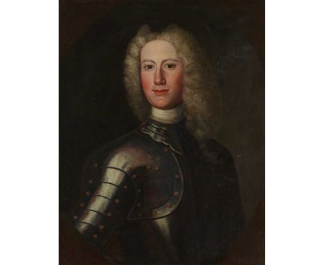18TH CENTURY SCOTTISH SCHOOL PORTRAIT OF A YOUNG MAN IN ARMOUR Feigned oval, oil on canvasDimensions:74.5cm x 59cm (29.24in x