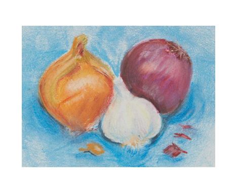 § GEORGE DEVLIN R.S.W (SCOTTISH 1937-2014) ONIONS AND GARLIC PastelDimensions:14.5cm x 19.75cm (5.75in x 8in)