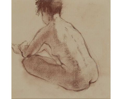 § GEORGE DEVLIN R.S.W (SCOTTISH 1937-2014) NUDE STUDY Signed upper right, pastel on grey paperDimensions:22cm x 22cm (8.75in 