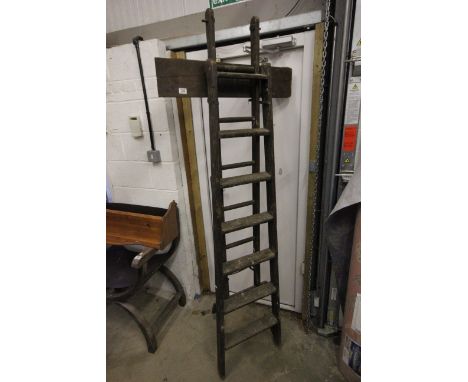 Set of Vintage Tall Pine Extending Ladder