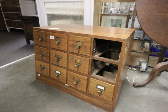 Hand Built Library Index Filing Cabinet Two Drawers Missing By