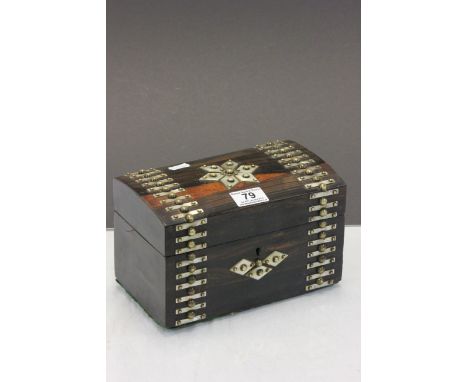 19th century Coromandel Dome Topped Box with Mother of Pearl and Stud Work decoration