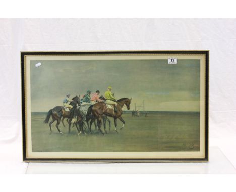 Framed & glazed 1950's horse racing print