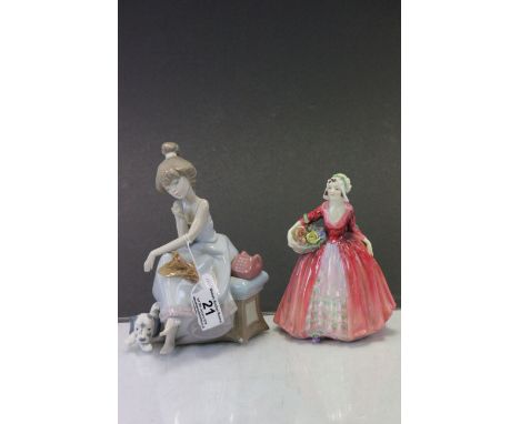 Two ceramic figurines to include; Lladro 5466 & Royal Doulton "Janet"