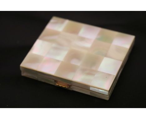 Vintage Ladies Compact covered in Squares of Mother of Pearl