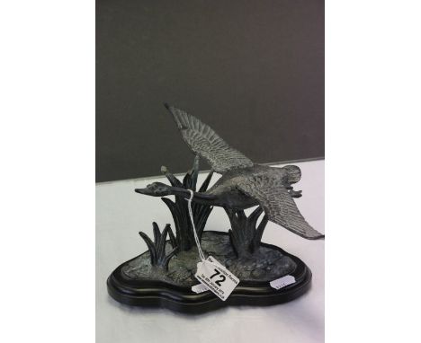 Spelter model of a flying Swan