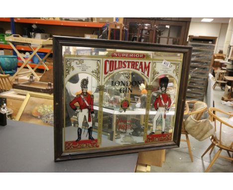 Wooden framed advertising mirror for London Gin