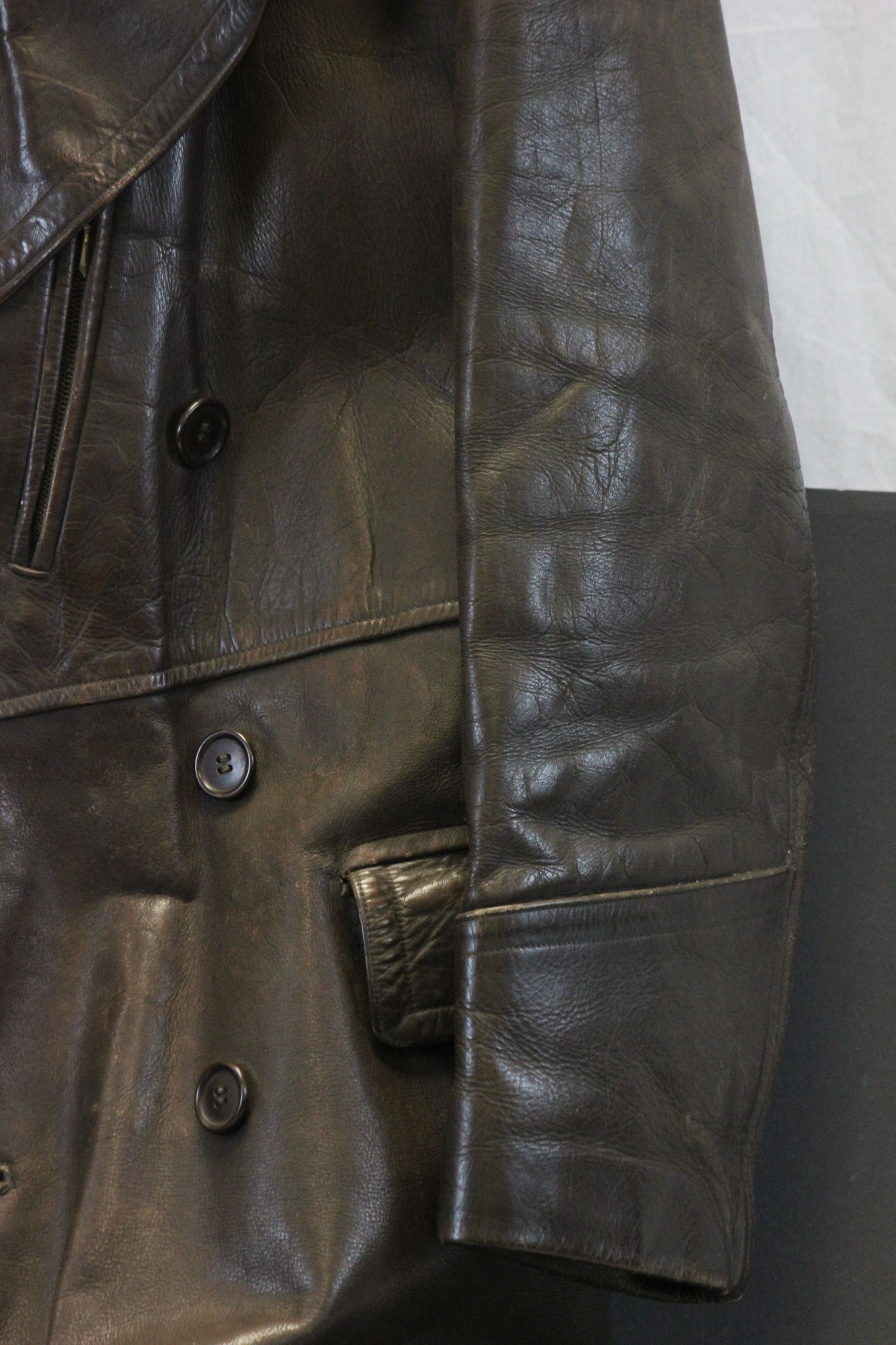 A world war 2 German military leather trench long coat Wehrmacht zip ...