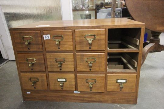 Hand Built Library Index Filing Cabinet Two Drawers Missing By