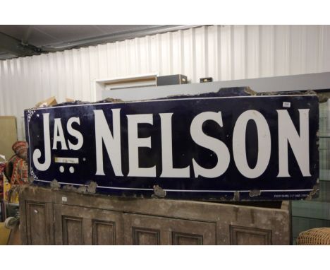 A large vintage Enamel Sign ' Jas Nelson and Son ' possibly GWR related .
