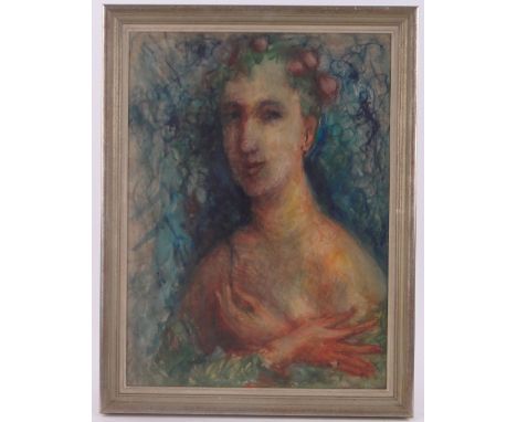 Mixed media on board, Classical portrait, unsigned.