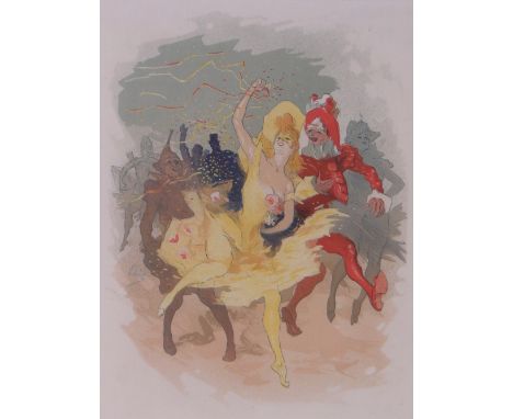 Jules Cheret (1836-1923),colour lithograph circa 1890, carnival scene, signed in the plate, 16.5" x 12.5", framed.