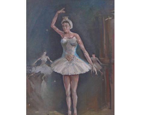 Mid 20th century oil on canvas, portrait of a ballet dancer, unsigned, 35" x 27", framed.