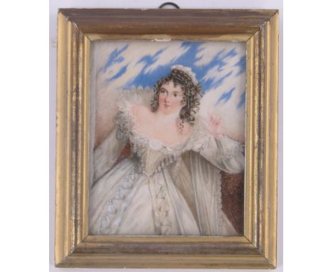 George Perfect Harding,miniature watercolour, portrait of a woman, 5" x 4", framed.