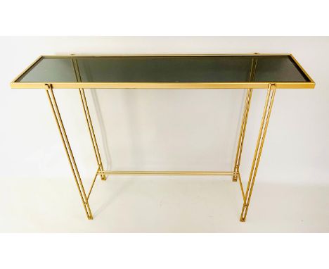 CONSOLE TABLE, 73cm x 102cm, 1950s Italian style, gilt metal with smoked glass top. 