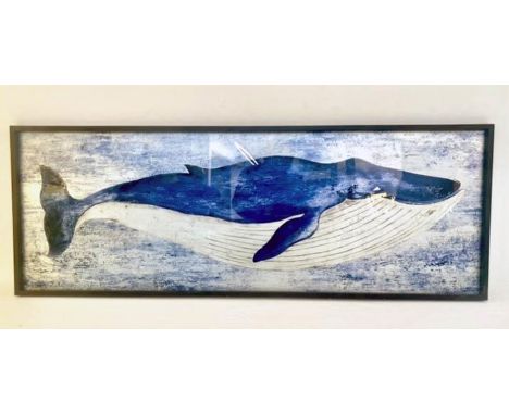 STUDY OF A BLUE WHALE, contemporary print, 43cm x 120cm. 
