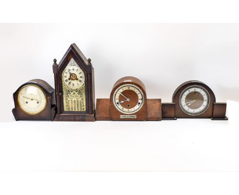 Collection Of Clocks Comprising An  Norland Clock Company Art Deco Mantle Clock, American Jerome & Co Mantle Clock + 2 Others