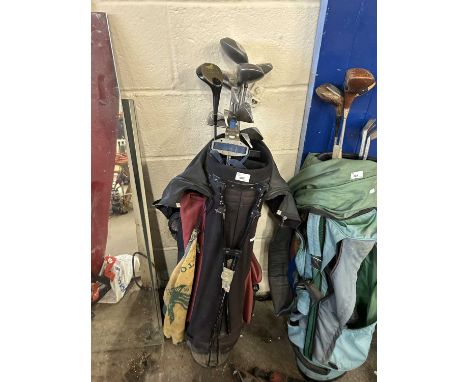 Golf caddy and clubs