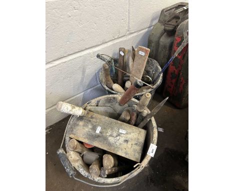 Two buckets of assorted hand tools