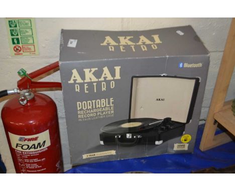 An Akai retro portable re-chargeable record player