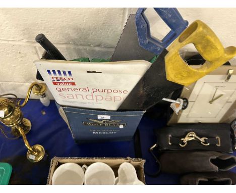 Quantity of assorted tools to include hand saws etc