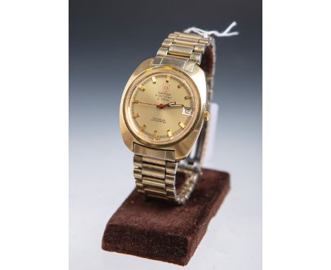 Herrenarmbanduhr "Chronometer Electronic f300 Hz" (Omega, Schweiz), Stahl vergoldet,goldfarbenes Zifferblatt m. goldfarbenen 