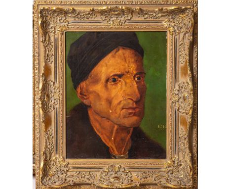 KünstlerIn unbekannt, (wohl 2. Hälfte 19. Jh.), Portrait eines Handelsmannes,Öl/Holzplatte, ca. 29 x 24 cm, gerahmt.