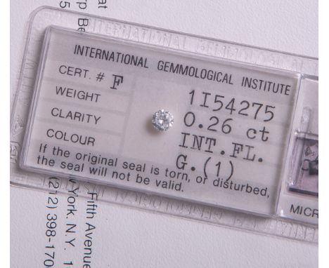 Einzeldiamant 0.26 ct/LC/G, m. Echtheits-Zertifikat u. Begutachtung von "IGI"(International Gemmological Institute, Amtwerp),