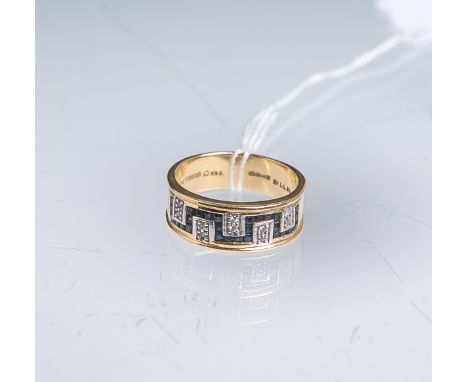 Damenring 585 GG/WG (Billblass, USA), besetzt m. 10 kl. Diamantsplittern u. 28 kl.Saphiren, gestempelt, Ringgröße: 57, Gewich