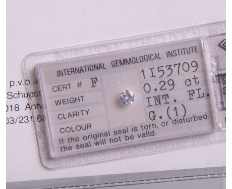 Einzeldiamant 0.29 ct/LC/G, m. Echtheits-Zertifikat u. Begutachtung von "IGI"(International Gemmological Institute, Amtwerp),