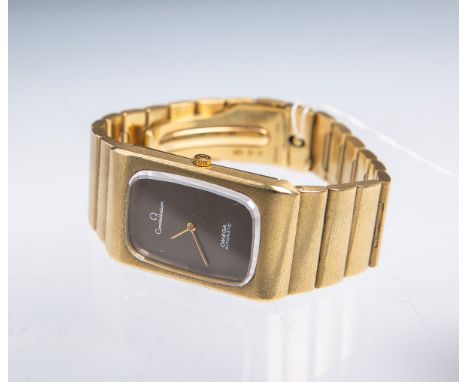 Herrenarmbanduhren "Omega Constellation" 750 GG (Schweiz, Ende 1960er Jahre), Automatic,massives Gold, beigefarbenes Zifferbl