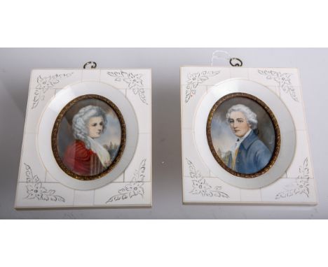 2-teiliges Konvolut von Miniaturmalereien (wohl 20. Jh.), Mischtechnik/Elfenbein,bestehend aus: 1x Herzog von Rutland, 1x Mar