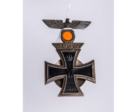 Eisernes Kreuz (1. WK, 2. WK, Drittes Reich), 1. Klasse, m. Wiederholungsspange 1939, festverbunden, Haltehaken, Gewindestift