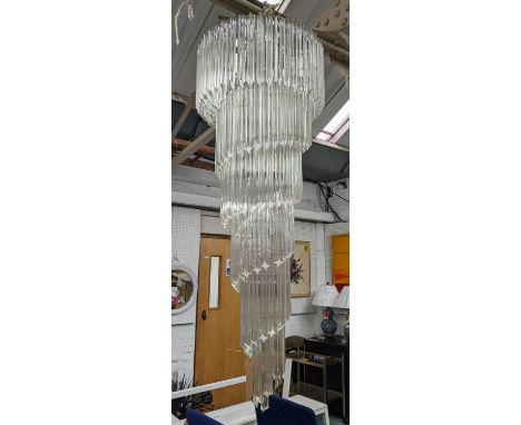 MURANO GLASS SPIRAL CHANDELIER, Italian Quadedri Murano drops on chromed frame, 135cm drop approx. 