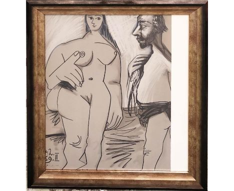 PABLO PICASSO (1881-1973) 'Painter and Model II, 1972', lithograph, 50cm x 40cm on arches paper bears stamp for Mourlot/Spade