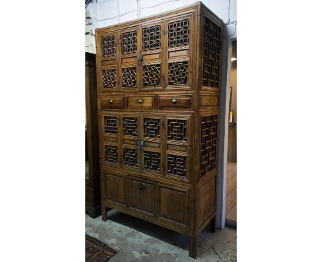 SHANGHAI CABINET, 238cm W x 133cm H x 58cm D, 19th century Chinese firwood, with four doors, three drawers and removable cupb