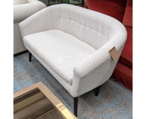 SOFA, 1960s Danish style, button back white fabric finish, 155cm W. 