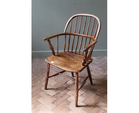 An early 19th stick back Windsor chair, 19" x 15" x 33 1/2"