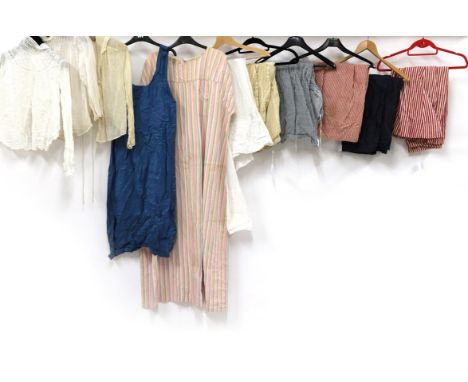 Assorted Late 19th/Early 20th Century Ladies' Undergarments and Shirts, comprising three Edwardian white and cream cotton shi