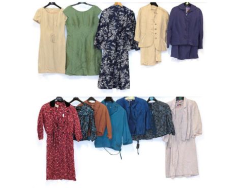 Circa 1950-60s Ladies' Suits and Jackets, comprising Hollywood Model short-sleeved shift dress with belt and matching jacket 