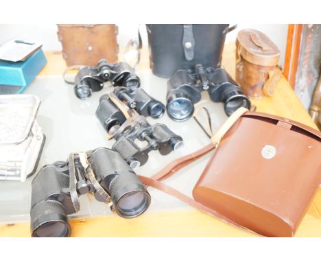 Collection of vintage binoculars to include Karl Zeiss 