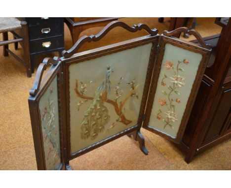 Folding fire screen with fine needle point 