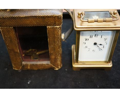 Carriage clock with case &amp; 2 keys 