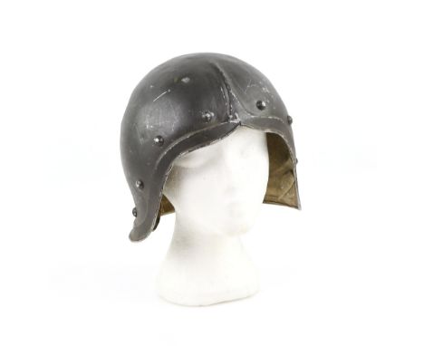 Props - Two metal helmets used in various productions including The Adventures of Robin Hood and The Three Stooges, together 